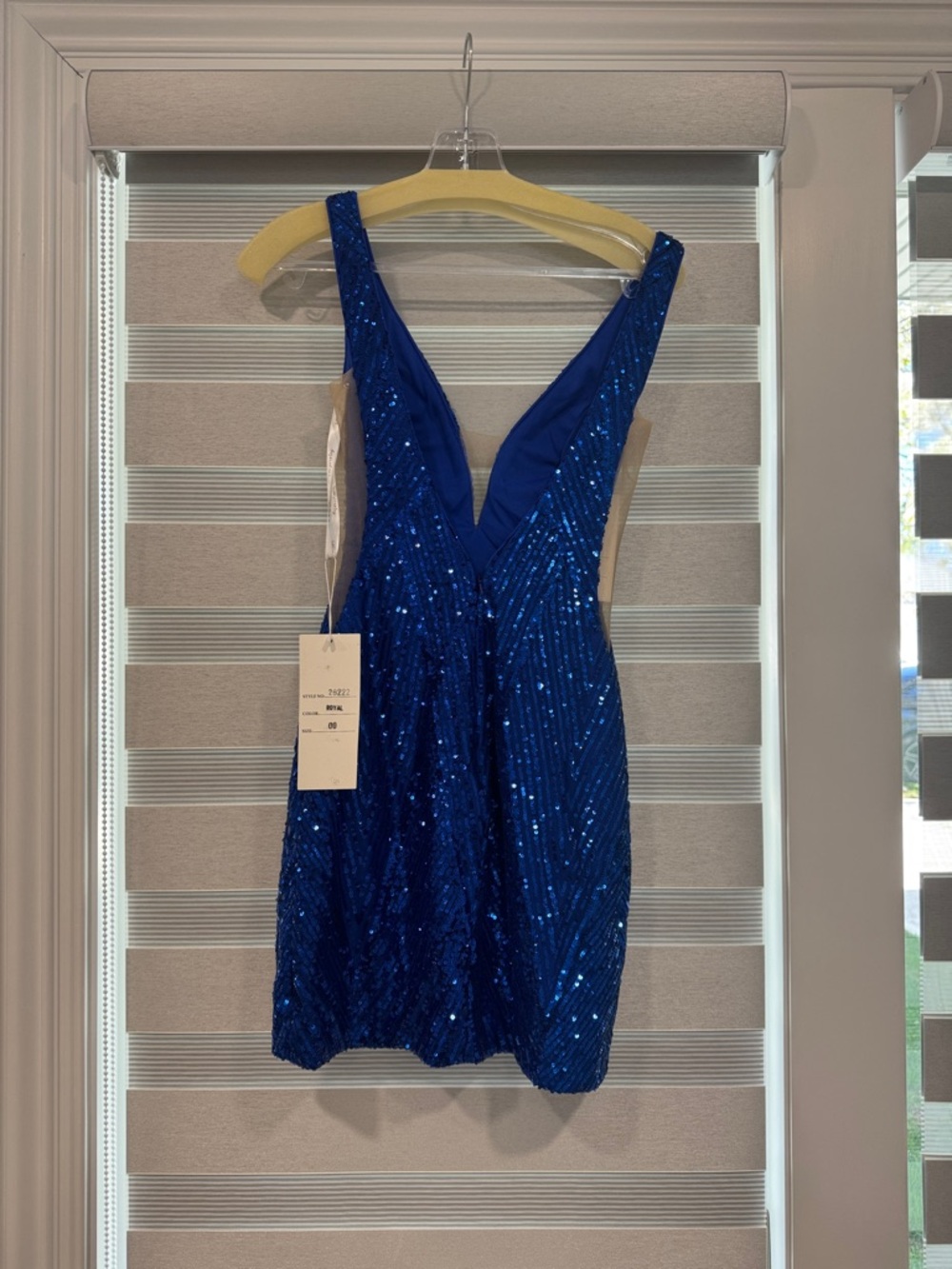 Sexy Royal Blue Sequin V-Neck Mini Dress - Picture 2 of 2